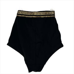 High High Waisted Bikini Bottom in Black and Gold Size XS